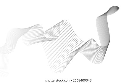 Abstract backdrop with grey wave gradient lines on white background. Modern technology background, wave design. Vector illustration