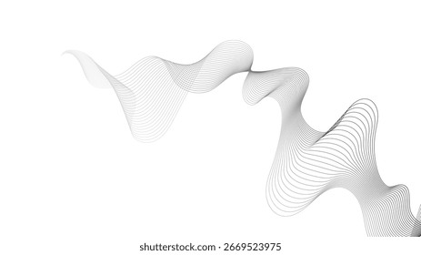 Abstract backdrop with grey wave gradient lines on white background. Modern technology background, wave design. Vector illustration