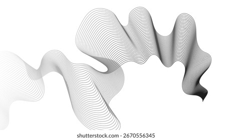 Abstract backdrop with grey wave gradient lines on white background. Modern technology background, wave design. Vector illustration