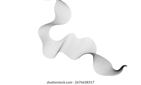 Abstract backdrop with grey wave gradient lines on white background. Modern technology background, wave design. Vector illustration