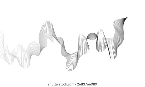 Abstract backdrop with grey wave gradient lines on white background. Modern technology background, wave design. Vector illustration