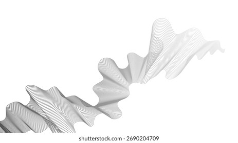 Fondo Abstractas con líneas de gradiente de onda gris sobre fondo blanco. Fondo de la tecnología moderna, diseño de la onda. Ilustración vectorial