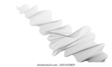 Abstract backdrop with grey wave gradient lines on white background. Modern technology background, wave design. Vector illustration