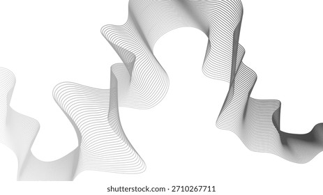 Abstract backdrop with grey wave gradient lines on white background. Modern technology background, wave design. Vector illustration