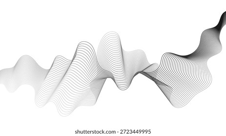 Fondo Abstractas con líneas de gradiente de onda gris sobre fondo blanco. Fondo de la tecnología moderna, diseño de la onda. Ilustración vectorial