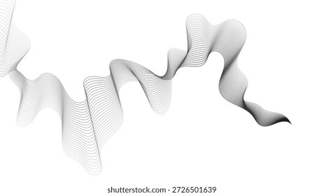 Fundo abstrato com linhas de gradiente de onda cinza no fundo branco. Moderna tecnologia de fundo, design de ondas. Ilustração vetorial
