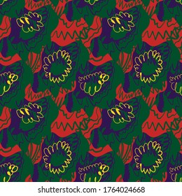 Abstract backdrop with hand draw chaotic shapes, wave lines.