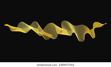 Abstract backdrop with luxury golden waves on dark background. Modern technology background, wave design. Vector illustration