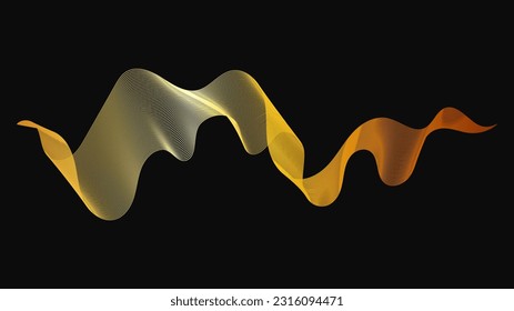 Abstract backdrop with luxury golden waves on dark background. Modern technology background, wave design. Vector illustration