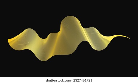 Abstract backdrop with luxury golden waves on dark background. Modern technology background, wave design. Vector illustration