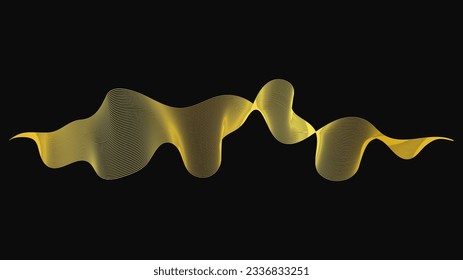 Resumen de fondo con lujosas olas doradas en un fondo oscuro. Fondo tecnológico moderno, diseño de olas. Ilustración del vector