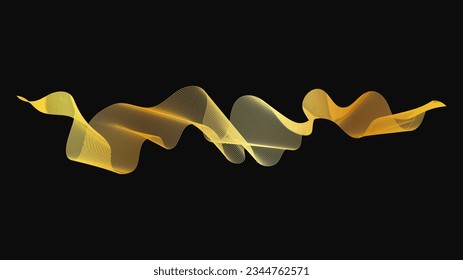 Abstract backdrop with luxury golden waves on dark background. Modern technology background, wave design. Vector illustration