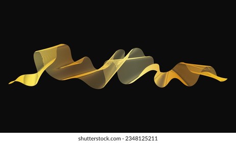 Resumen de fondo con lujosas olas doradas en un fondo oscuro. Fondo tecnológico moderno, diseño de olas. Ilustración del vector