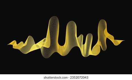 Resumen de fondo con lujosas olas doradas en un fondo oscuro. Fondo tecnológico moderno, diseño de olas. Ilustración del vector