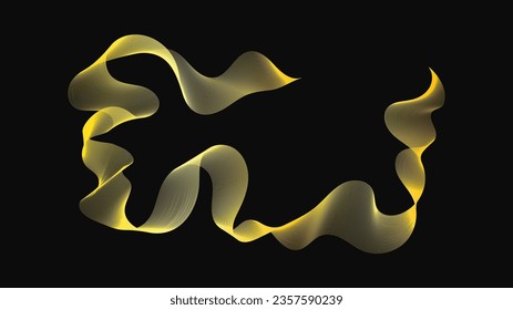 Resumen de fondo con lujosas olas doradas en un fondo oscuro. Fondo tecnológico moderno, diseño de olas. Ilustración del vector