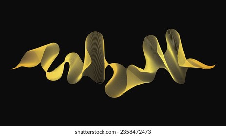 Abstrakte Kulisse mit luxuriösen goldenen Wellen auf dunklem Hintergrund. Moderne Technologie, Hintergrund, Wellendesign. Vektorgrafik