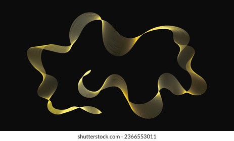 Abstract backdrop with luxury golden waves on dark background. Modern technology background, wave design. Vector illustration