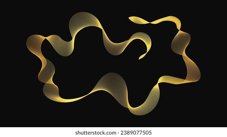 Abstract backdrop with luxury golden waves on dark background. Modern technology background, wave design. Vector illustration