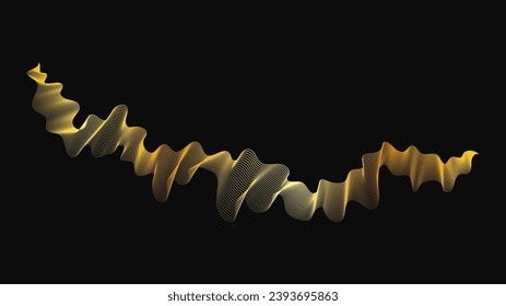 Abstract backdrop with luxury golden waves on dark background. Modern technology background, wave design. Vector illustration