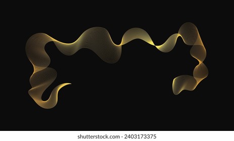 Resumen de fondo con lujosas olas doradas en un fondo oscuro. Fondo tecnológico moderno, diseño de olas. Ilustración del vector