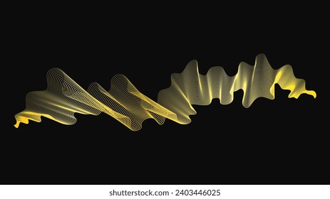 Abstract backdrop with luxury golden waves on dark background. Modern technology background, wave design. Vector illustration