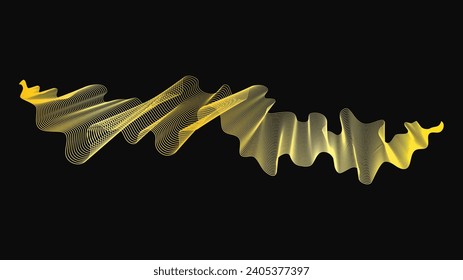 Abstract backdrop with luxury golden waves on dark background. Modern technology background, wave design. Vector illustration