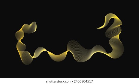 Resumen de fondo con lujosas olas doradas en un fondo oscuro. Fondo tecnológico moderno, diseño de olas. Ilustración del vector