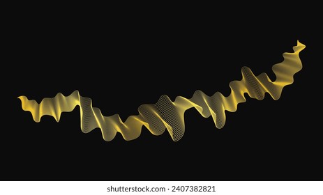 Abstract backdrop with luxury golden waves on dark background. Modern technology background, wave design. Vector illustration