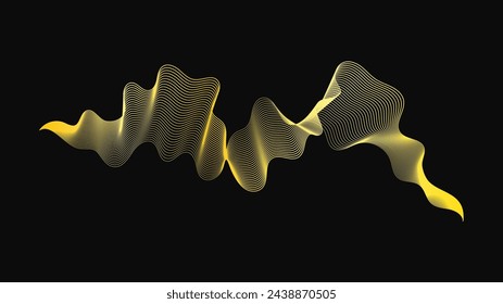 Abstract backdrop with luxury golden waves on dark background. Modern technology background, wave design. Vector illustration