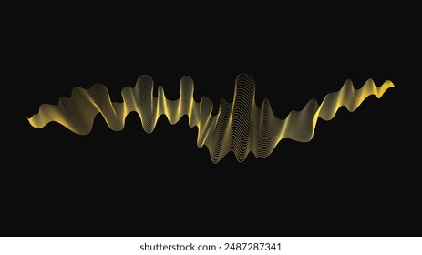 Fondo Abstractas con ondas doradas de lujo sobre fondo oscuro. Fondo de la tecnología moderna, diseño de la onda. Ilustración vectorial