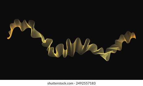 Abstract backdrop with luxury golden waves on dark background. Modern technology background, wave design. Vector illustration