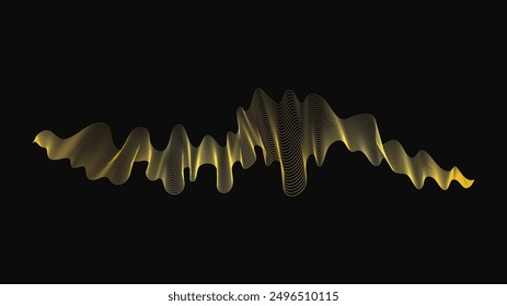 Abstract backdrop with luxury golden waves on dark background. Modern technology background, wave design. Vector illustration