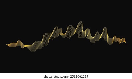 Abstract backdrop with luxury golden waves on dark background. Modern technology background, wave design. Vector illustration