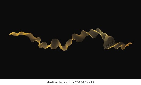 Abstract backdrop with luxury golden waves on dark background. Modern technology background, wave design. Vector illustration
