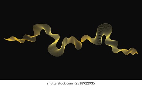 Abstractas telón de fondo con ondas doradas de lujo sobre fondo oscuro. Fondo de la tecnología moderna, diseño de la onda. Ilustración vectorial