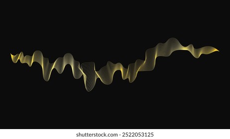 Abstractas telón de fondo con ondas doradas de lujo sobre fondo oscuro. Fondo de la tecnología moderna, diseño de la onda. Ilustración vectorial
