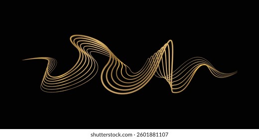 Abstract backdrop with luxury golden waves element