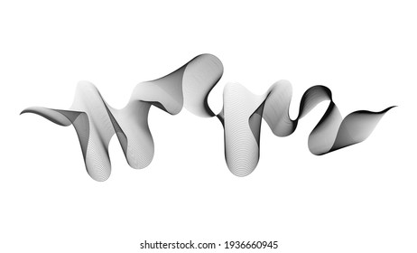 Abstract backdrop with monochrome wave gradient lines on white background. Modern technology background, wave design. Vector illustration
