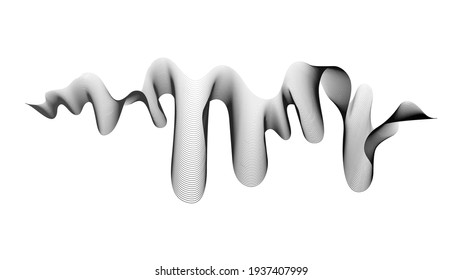 Abstract backdrop with monochrome wave gradient lines on white background. Modern technology background, wave design. Vector illustration