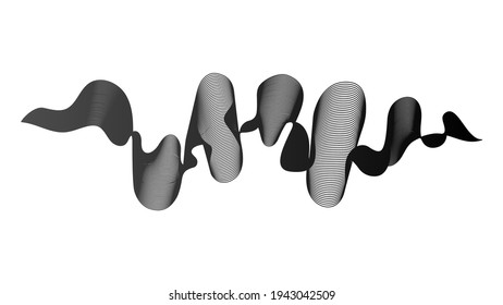 Abstract backdrop with monochrome wave gradient lines on white background. Modern technology background, wave design. Vector illustration