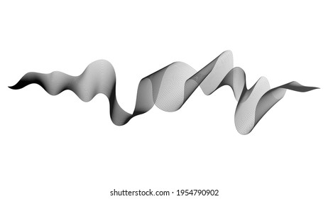 Abstract backdrop with monochrome wave gradient lines on white background. Modern technology background, wave design. Vector illustration