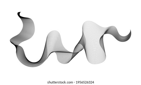 Abstract backdrop with monochrome wave gradient lines on white background. Modern technology background, wave design. Vector illustration
