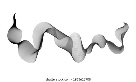 Abstract backdrop with monochrome wave gradient lines on white background. Modern technology background, wave design. Vector illustration