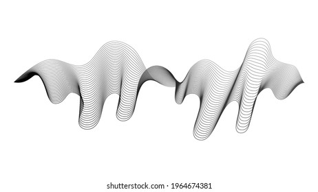 Abstract backdrop with monochrome wave gradient lines on white background. Modern technology background, wave design. Vector illustration