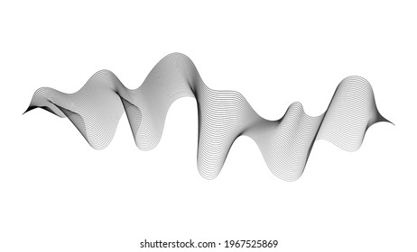Abstract backdrop with monochrome wave gradient lines on white background. Modern technology background, wave design. Vector illustration