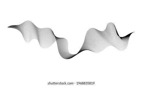 Abstract backdrop with monochrome wave gradient lines on white background. Modern technology background, wave design. Vector illustration