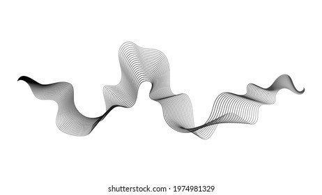 Abstract backdrop with monochrome wave gradient lines on white background. Modern technology background, wave design. Vector illustration