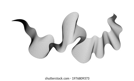 Abstract backdrop with monochrome wave gradient lines on white background. Modern technology background, wave design. Vector illustration