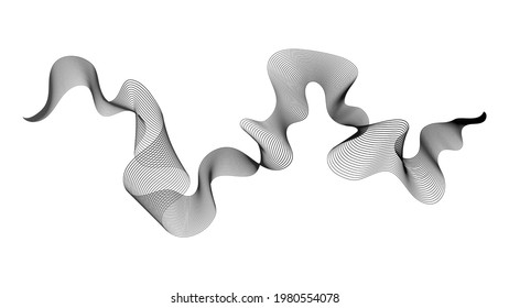 Abstract backdrop with monochrome wave gradient lines on white background. Modern technology background, wave design. Vector illustration