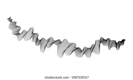 Abstract backdrop with monochrome wave gradient lines on white background. Modern technology background, wave design. Vector illustration